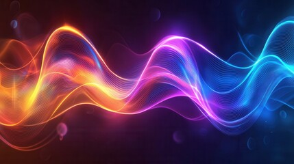 Poster - Captivating abstract composition with dynamic luminous waves of vibrant neon colors creating a visually stunning and futuristic design