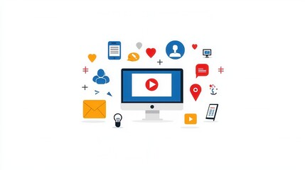 Poster - A collection of carefully designed website icons that symbolize various aspects of digital technology online communication and integrated solutions for modern business and personal needs