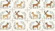 © HaJung - Minimalist Scandinavian Wildlife Tile Design: Seamless Patterns Featuring Reindeer, Wolves, and Owls in Earthy Tones and Geometric Shapes for a Modern Aesthetic