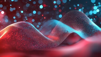 Fototapete - Captivating abstract image depicting a dynamic and mesmerizing sound wave motion with glowing neon lines and a soft blurred bokeh effect in the background