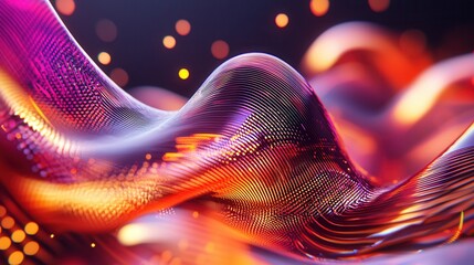 Poster - Captivating abstract and futuristic visualization of sound waves featuring dynamic colorful and luminous lines shapes and patterns that flow and undulate in a mesmerizing and immersive display