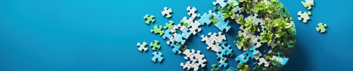 Poster - An Earth-shaped puzzle being completed with renewable energy pieces