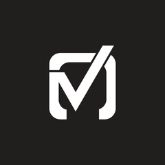 Fototapete - MV rounded rectangle shape letter logo design template.