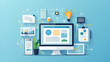 © HaJung - Flat flat vector business online digital marketing concept. mobile phone connect concept concept as Flat vector business digital marketing concept showcasing mobile phones and their connection for dig