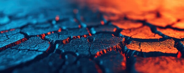 Poster - Textured surface with contrasting blue and orange lighting.