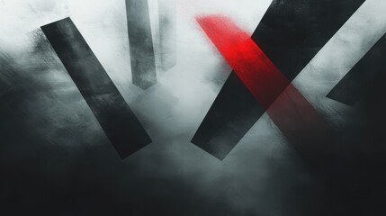 Wall Mural - abstract composition features dark geometric shapes in a hazy background setting