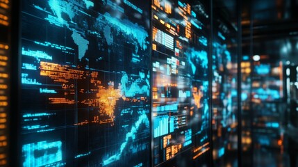 Poster - Analyzing global markets digital screen gigapixel image financial hub overview market trends
