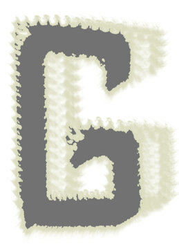 Letter G in 2D gray with a slight smoke effect.