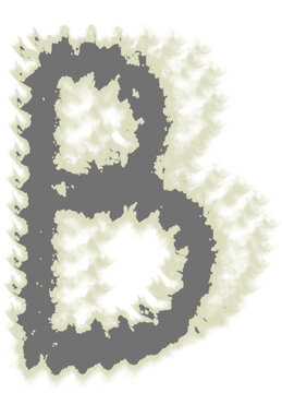 Letter B in 2D gray with a slight smoke effect.