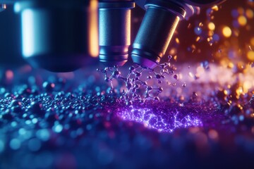 Poster - Microscopic exploration of vibrant particles in a scientific research environment