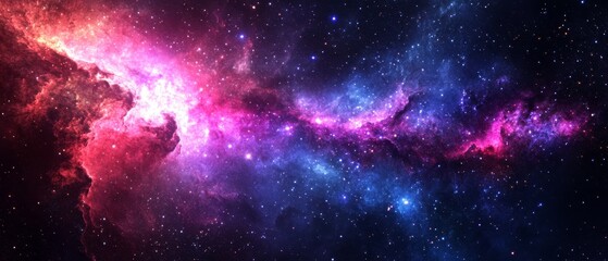 A colorful galaxy with a purple and blue line in the middle