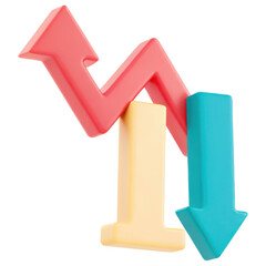Poster - Investment clipart, Trendy upward and downward arrows in vibrant colors symbolize market fluctuations