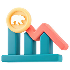Poster - Investment clipart, Bear market trend symbol with colorful bars and bear icon
