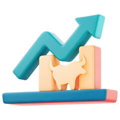 Poster - Investment clipart, Bullish market sentiment symbol with rising graph and bull icon