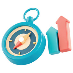 Poster - Investment clipart, Navigating towards profits with colorful compass and upward arrows