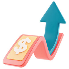 Poster - Investment clipart, colorful upward trend symbol with dollar sign, representing financial growth and success