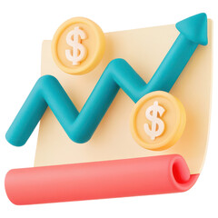 Poster - Investment clipart, Increasing stock price graph with coins symbolizes financial growth