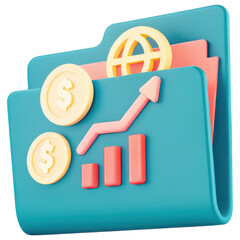 Poster - Investment clipart, Diversified investment folder icon with financial growth symbols