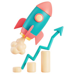 Poster - Investment clipart, colorful rocket launching symbolizes rapid market growth and success