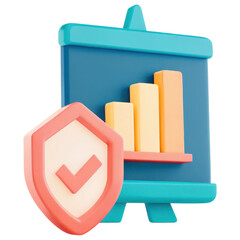 Poster - Investment clipart, colorful financial chart with protective shield symbolizing security