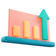 Poster - Investment clipart, Increasing trend graph with colorful bars and upward arrow