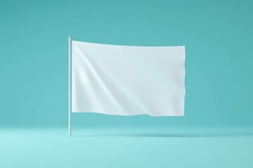 minimalistic mockup of blank white flag on monochrome solid-background surface appears isolated