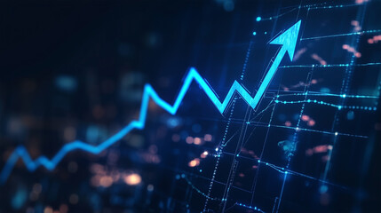 Poster - A blue line with a red arrow pointing upwards