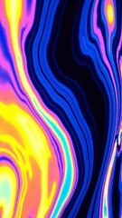 Poster - Swirling Vibrant Patterns with Blue, Pink, and Yellow Light Creating a 3D Abstract Background for Artistic Use and Visual Appeal