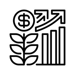 Poster - Revenue Growth line icon. linear style sign for mobile concept and web design. Outline vector icon. Symbol, logo illustration. Vector graphic