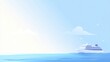 © Andrei - stylized flat design illustration of cruise liner gliding majestically on open sea under clear azure sky surrounded