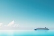 © Andrei - illustrate flat design of majestic cruise liner gliding through calm ocean waters under clear blue sky with ample sky