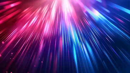 Poster - Vibrant, dynamic radiating light beams in magenta and blue.  Abstract, energetic, digital art.  Particles and streaks of light converge toward the center