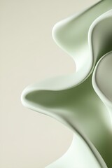 Poster - This sleek abstract design features flowing wavy shapes in soft green gradients, blending smoothly into a bright neutral background. It embodies a contemporary and clean aesthetic ideal for branding