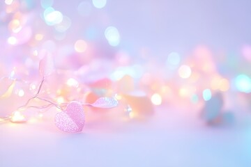 Poster - Soft, floating bokeh lights in rainbow hues drift against a white background, creating a dreamy and airy feeling ideal for branding or event promotions. Ample empty space enhances versatility