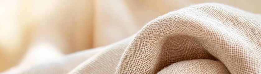 Poster - The soft, abstract footer showcases a woven linen fabric in warm beige tones. Its subtle texture and soft focus create an inviting background perfect for lifestyle and home decor promotions