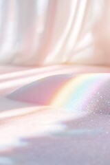 Poster - Diffused rainbow light casts gentle reflections on a soft surface, evoking a serene, artistic vibe. The soft tones create ample space for branding and text, perfect for advocacy