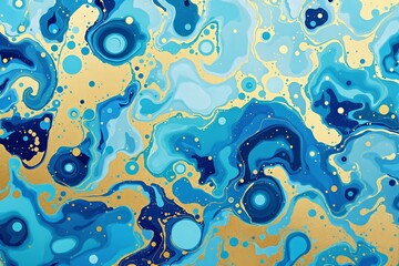 Poster - Abstract blue and gold swirls pattern.