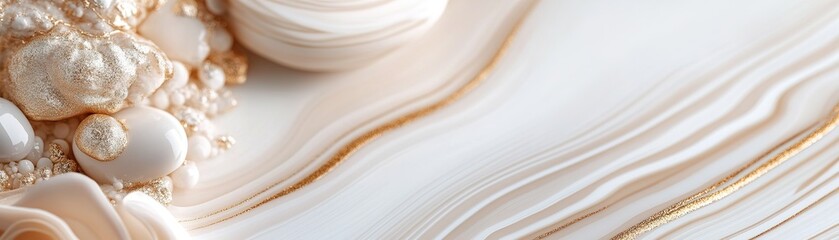 Poster - This design features a subtle abstract footer with a marbled pattern in soft beige and gold veins