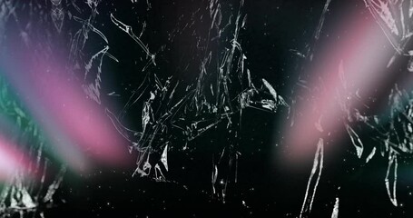 Poster - animation of light streaks and shattered glass pattern on dark background