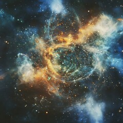 Wall Mural - vibrant cosmic swirl showcasing nebulous clouds and twinkling stars in a vast galaxy