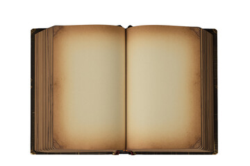 Poster - Open antique book with blank aged pages, isolated on white background. Vintage concept. Ai generative