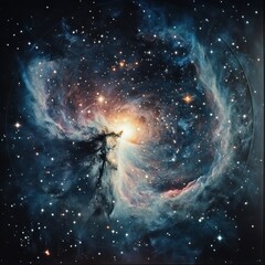 Wall Mural - cosmic explosion of color and light in a vast nebula showcasing stars forming in deep space