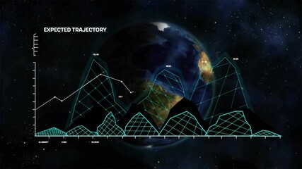 Poster - Graph and data animation over Earth in space with Expected Trajectory text