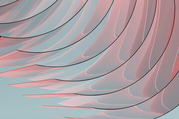 Poster - abstract background, pattern - soft light thin curved glass stripes, layered, reflection on pastel p