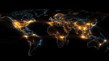 Poster - Mapping connections a network of bright lines global gigapixel imagery data visualization digital landscape aerial perspective