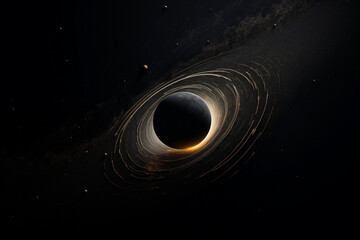 Wall Mural - black abstract planet in dark space