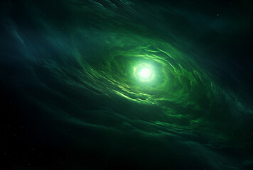 Wall Mural - abstract green cosmos object pulsar in deep space
