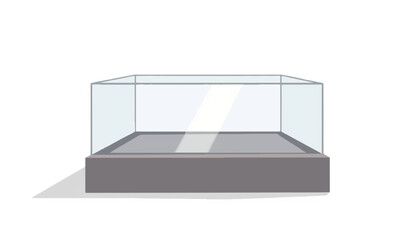 Poster - Minimalistic glass display case on geometric base, sleek design