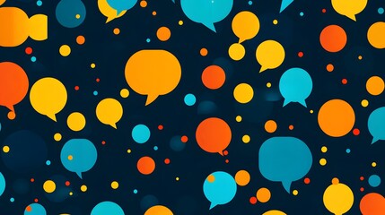 Aufkleber - Colorful speech bubbles floating on dark background representing global communication