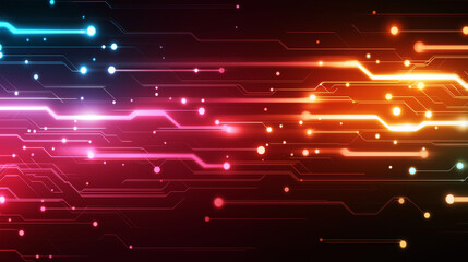 Fototapete - A beauty futuristic abstract background in a high-tech style. Shining lines and patterns resembling neural networks, connections, and digital circuits.